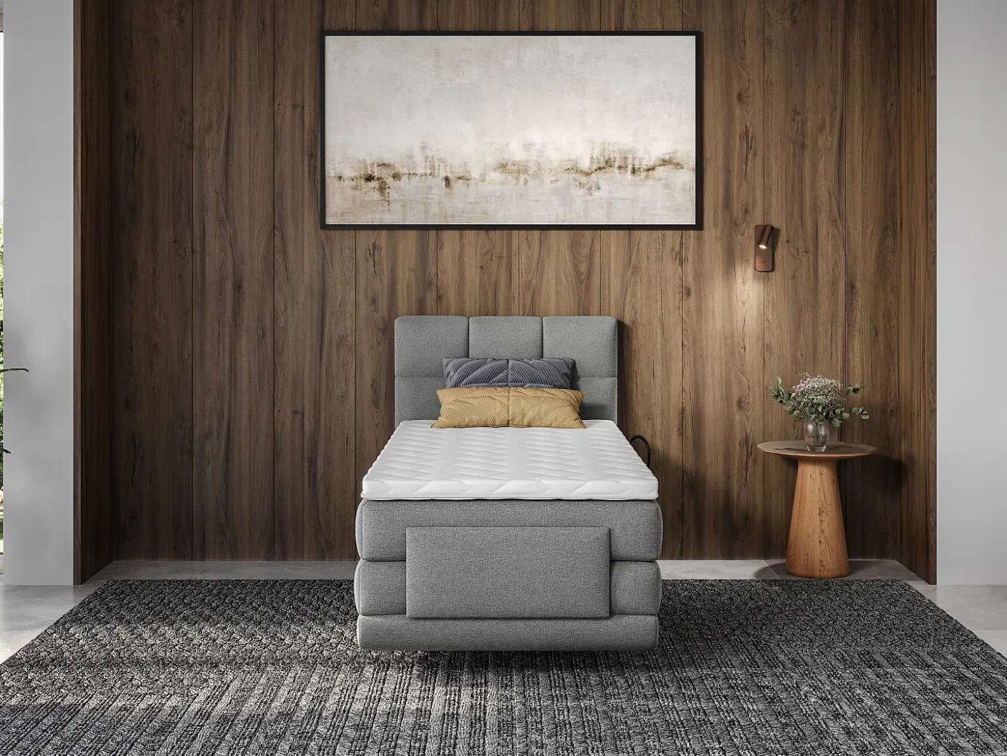Conjunto boxspring articulado tecido cinzento-claro 100x200 cm LODI