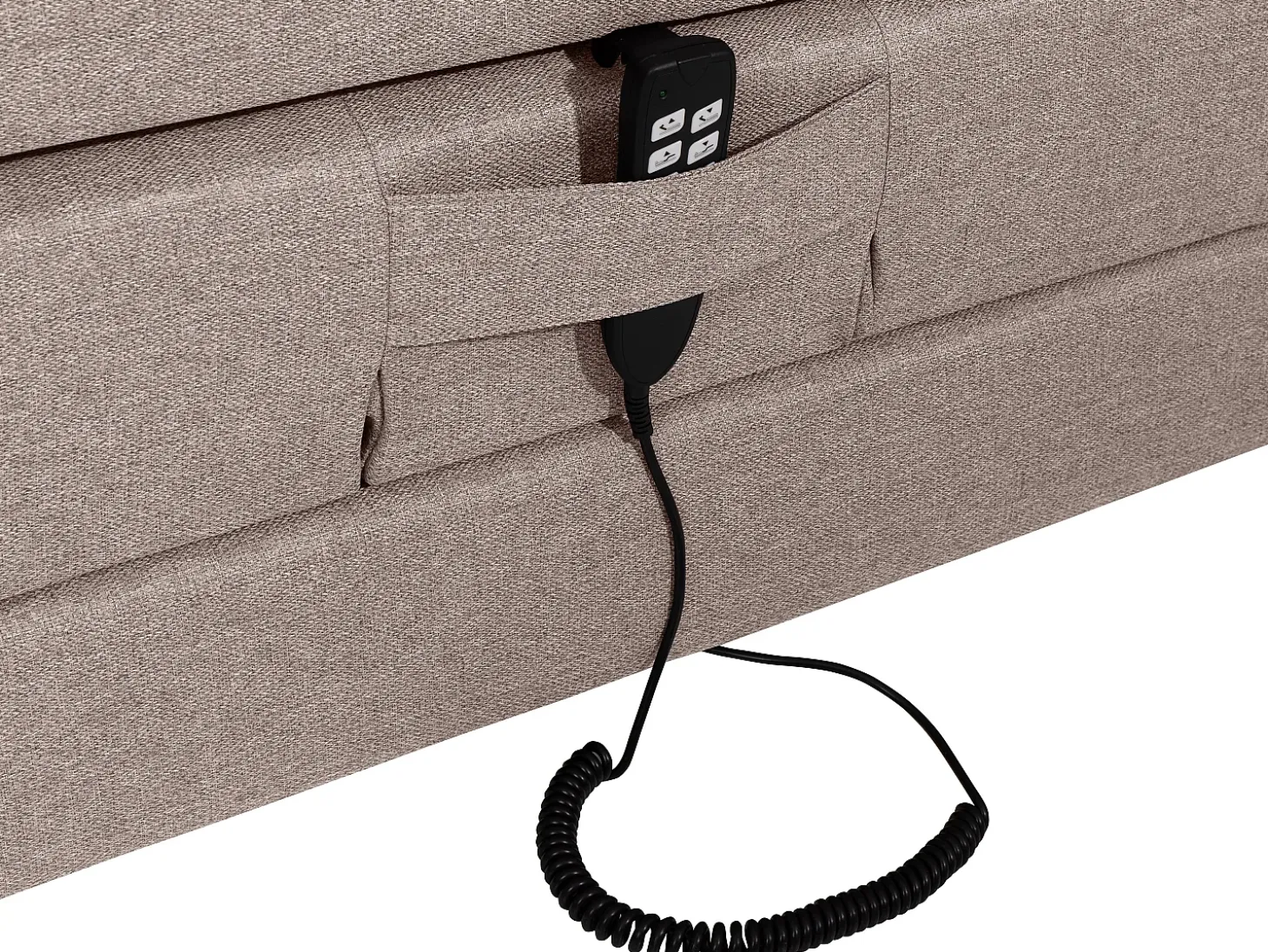 Conjunto boxspring cabeceira de cama + sommier de relaxamento elétrico + colchão + sobrecolchão CASTEL de PALACIO - 2 x 90 x 200 cm - Tecido bege