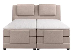 Conjunto boxspring cabeceira de cama + sommier de relaxamento elétrico + colchão + sobrecolchão CASTEL de PALACIO - 2 x 90 x 200 cm - Tecido bege