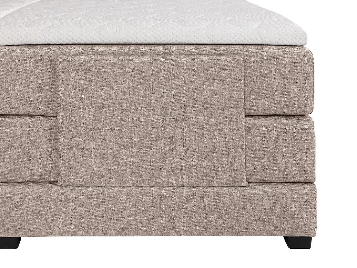 Conjunto boxspring cabeceira de cama + sommier de relaxamento elétrico + colchão + sobrecolchão CASTEL de PALACIO - 2 x 90 x 200 cm - Tecido bege