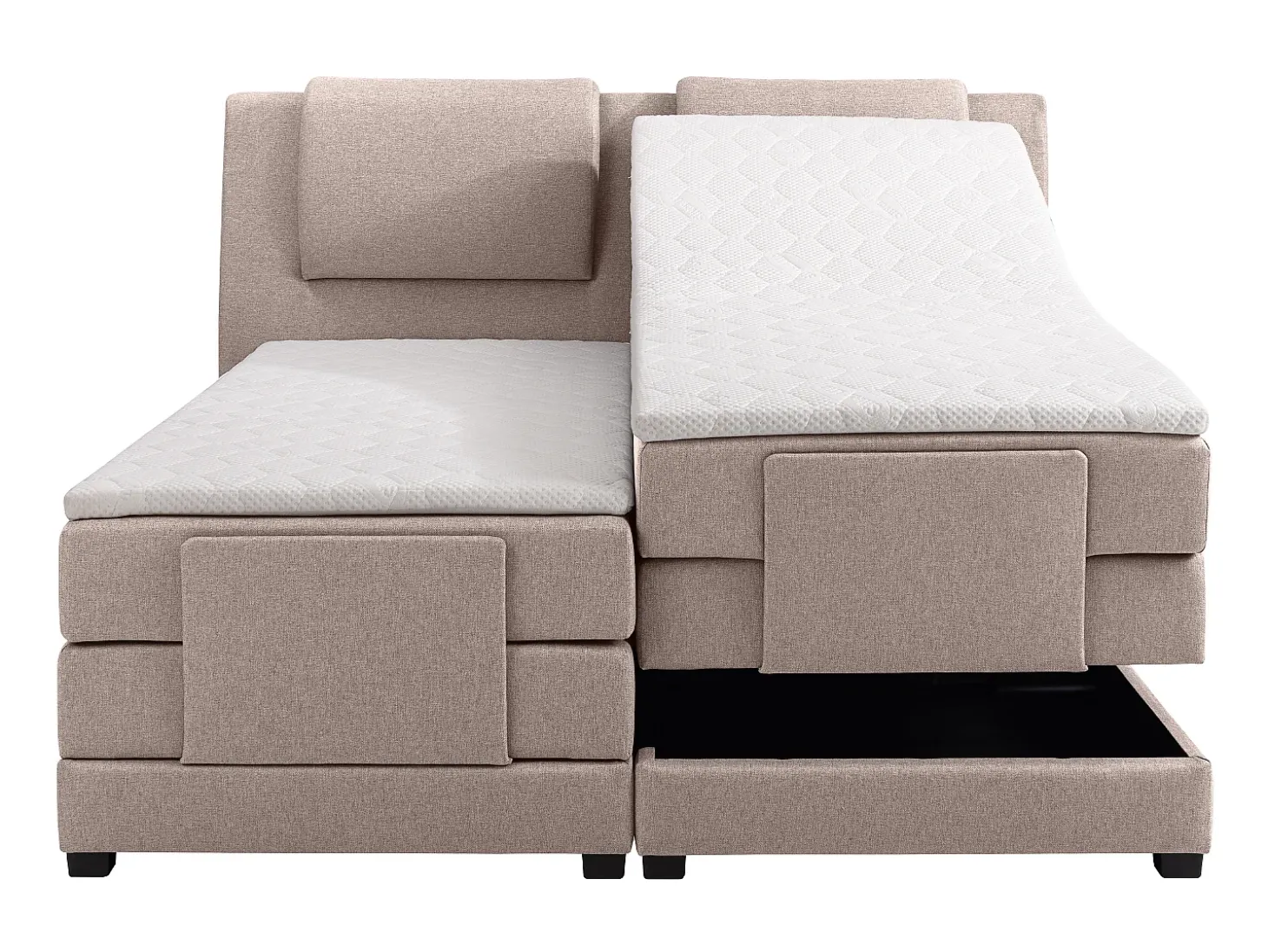 Conjunto boxspring relax CASTEL - Tecido bege - 2x80x200 cm