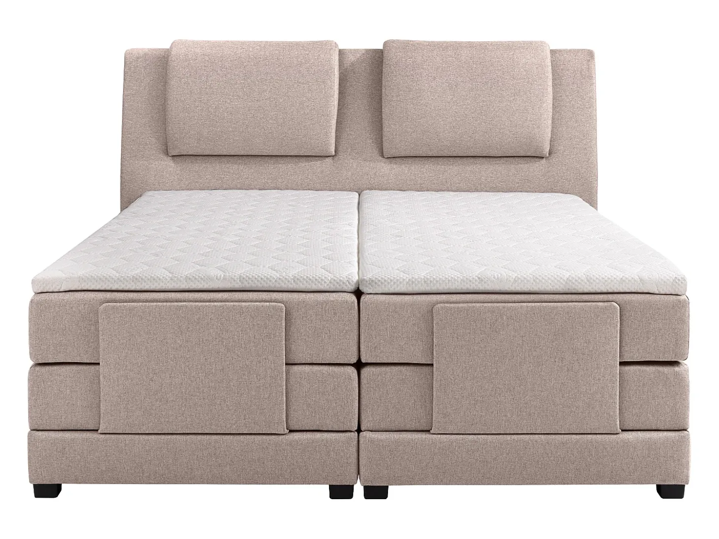 Conjunto boxspring relax CASTEL - Tecido bege - 2x80x200 cm