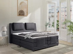 Conjunto boxspring relax CASTEL tecido antracite 2x90x200cm