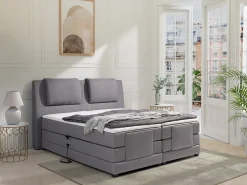 Conjunto boxspring relax CASTEL tecido bege 2x90x200cm