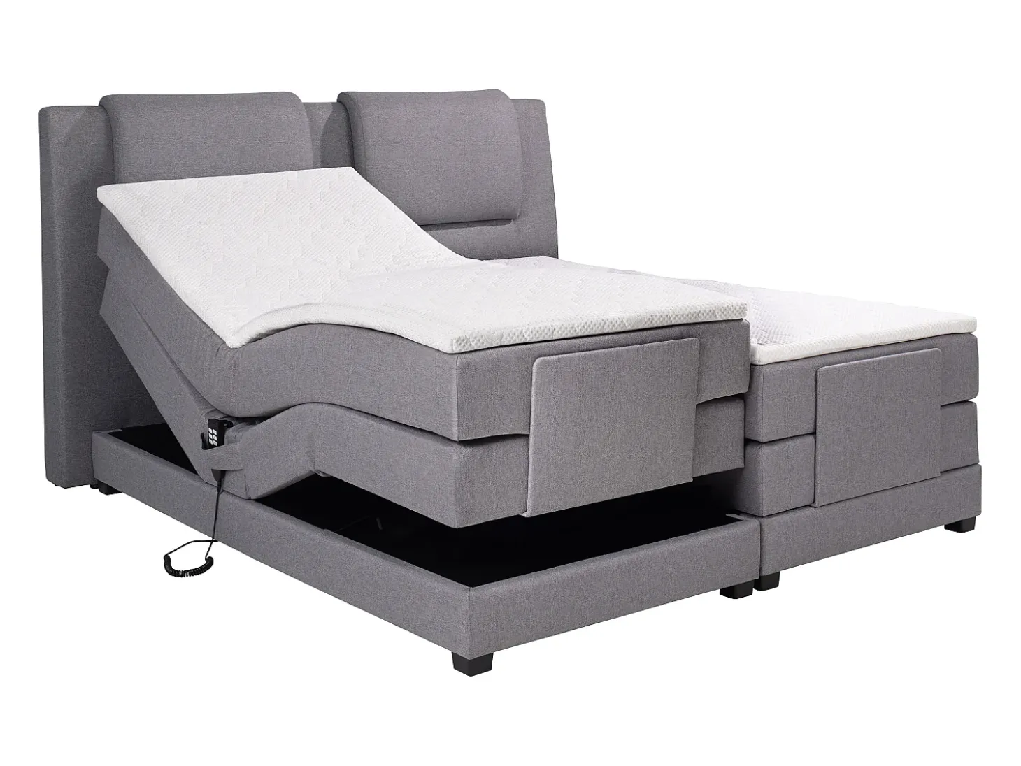 Conjunto boxspring relax CASTEL tecido cinza claro 2x80x200cm