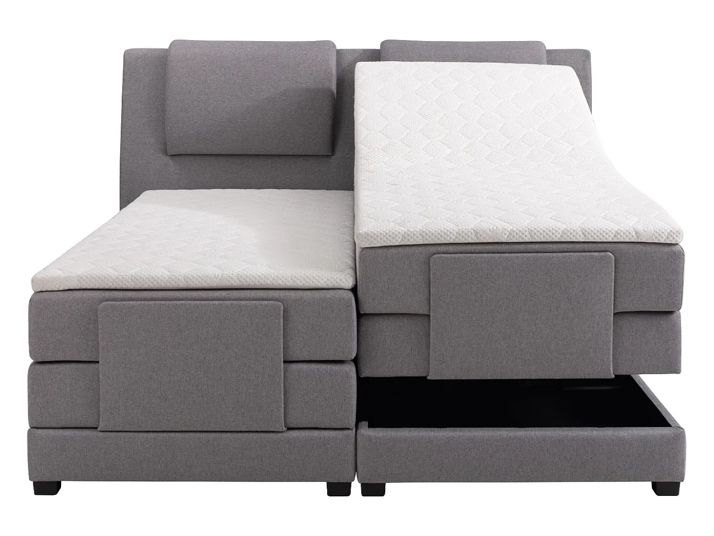 Conjunto boxspring relax CASTEL tecido cinza claro 2x80x200cm