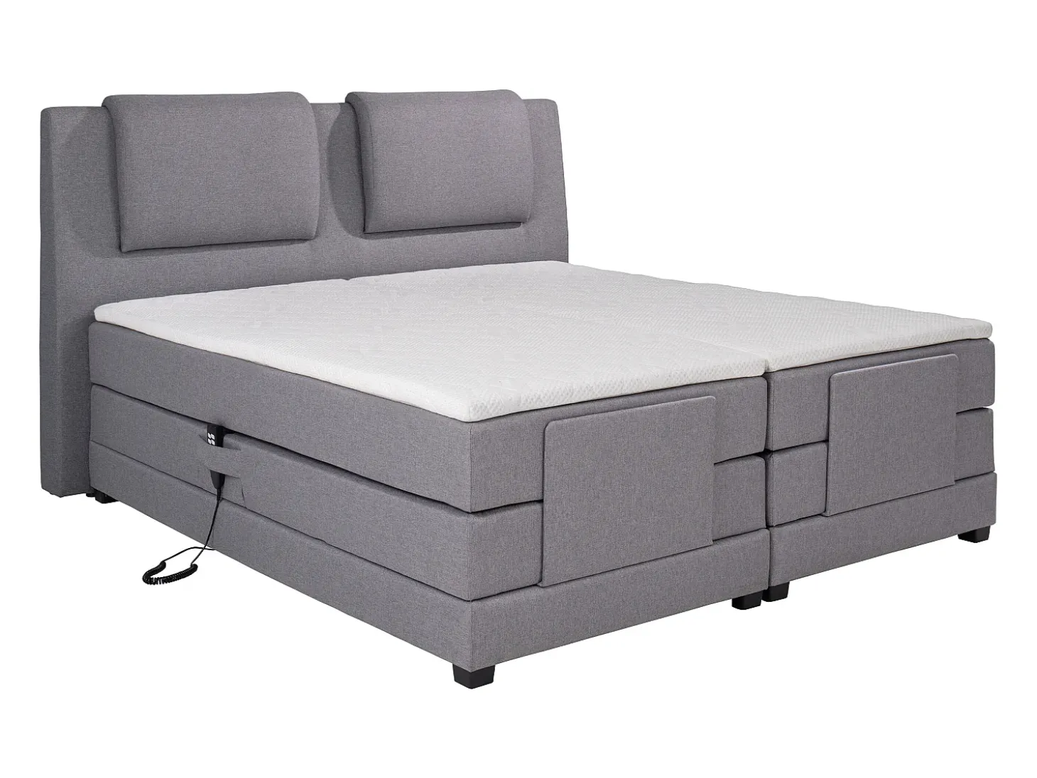 Conjunto boxspring relax CASTEL tecido cinza claro 2x80x200cm