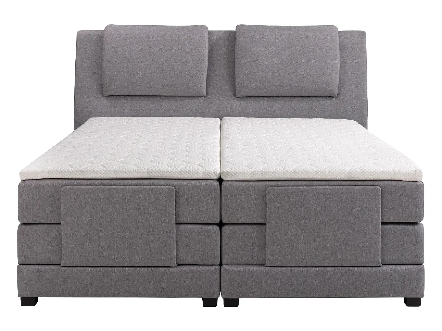 Conjunto boxspring relax CASTEL tecido cinza claro 2x80x200cm