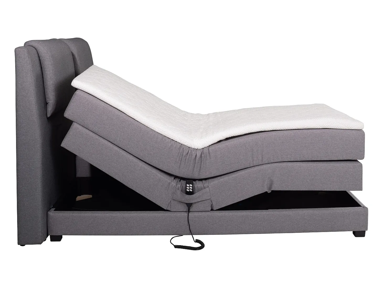 Conjunto boxspring relax CASTEL tecido cinza claro 2x80x200cm