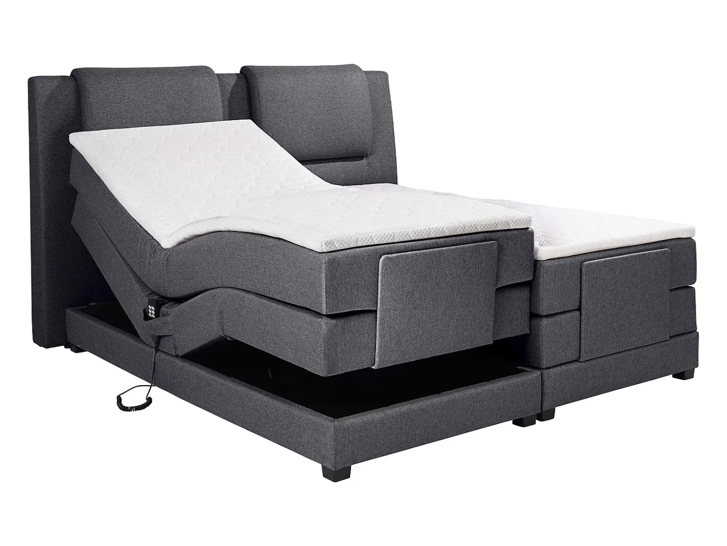 Conjunto boxspring relaxamento CASTEL de PALACIO tecido cinzento - 2x80x200 cm