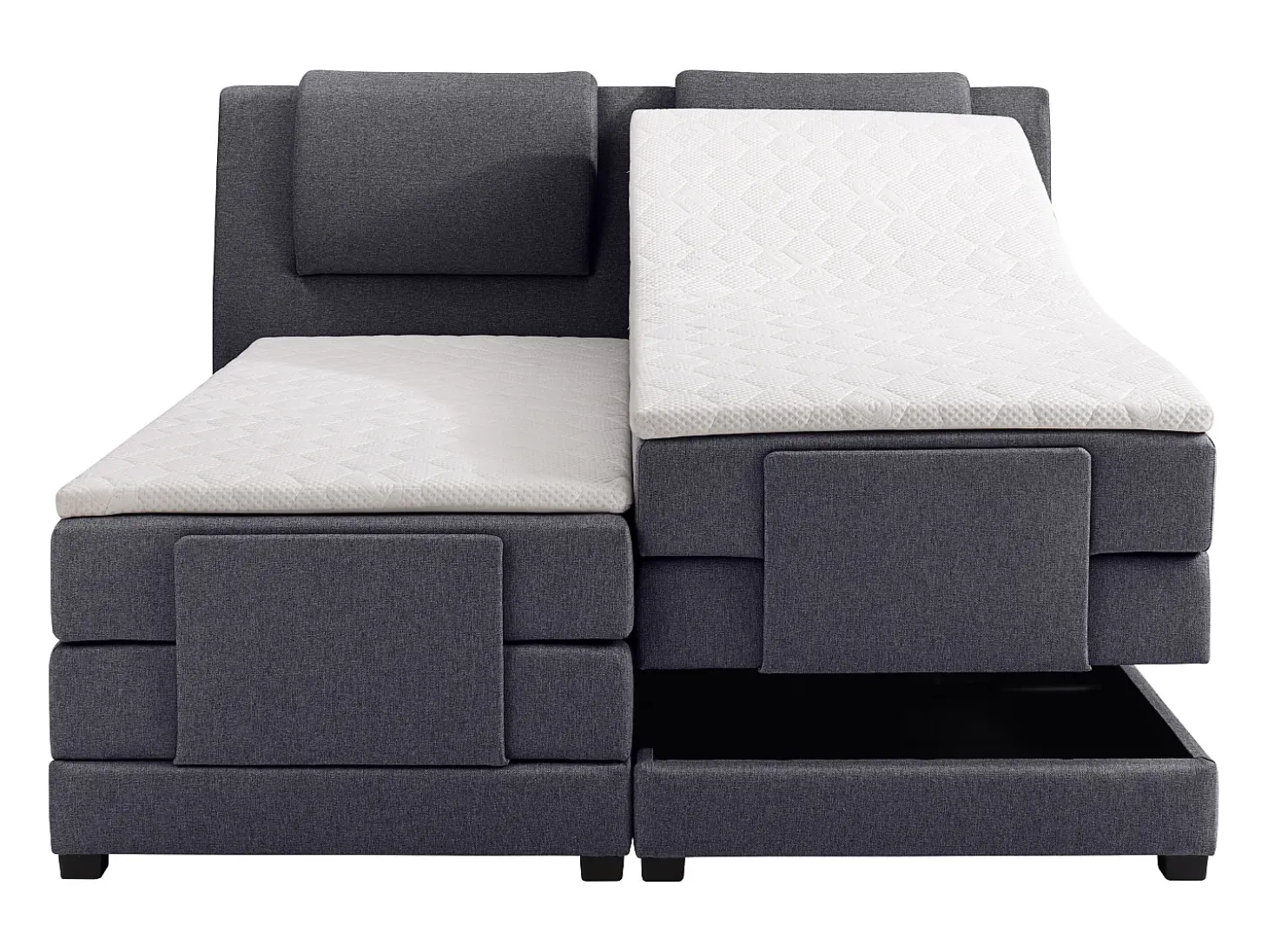 Conjunto boxspring relaxamento CASTEL de PALACIO tecido cinzento - 2x80x200 cm