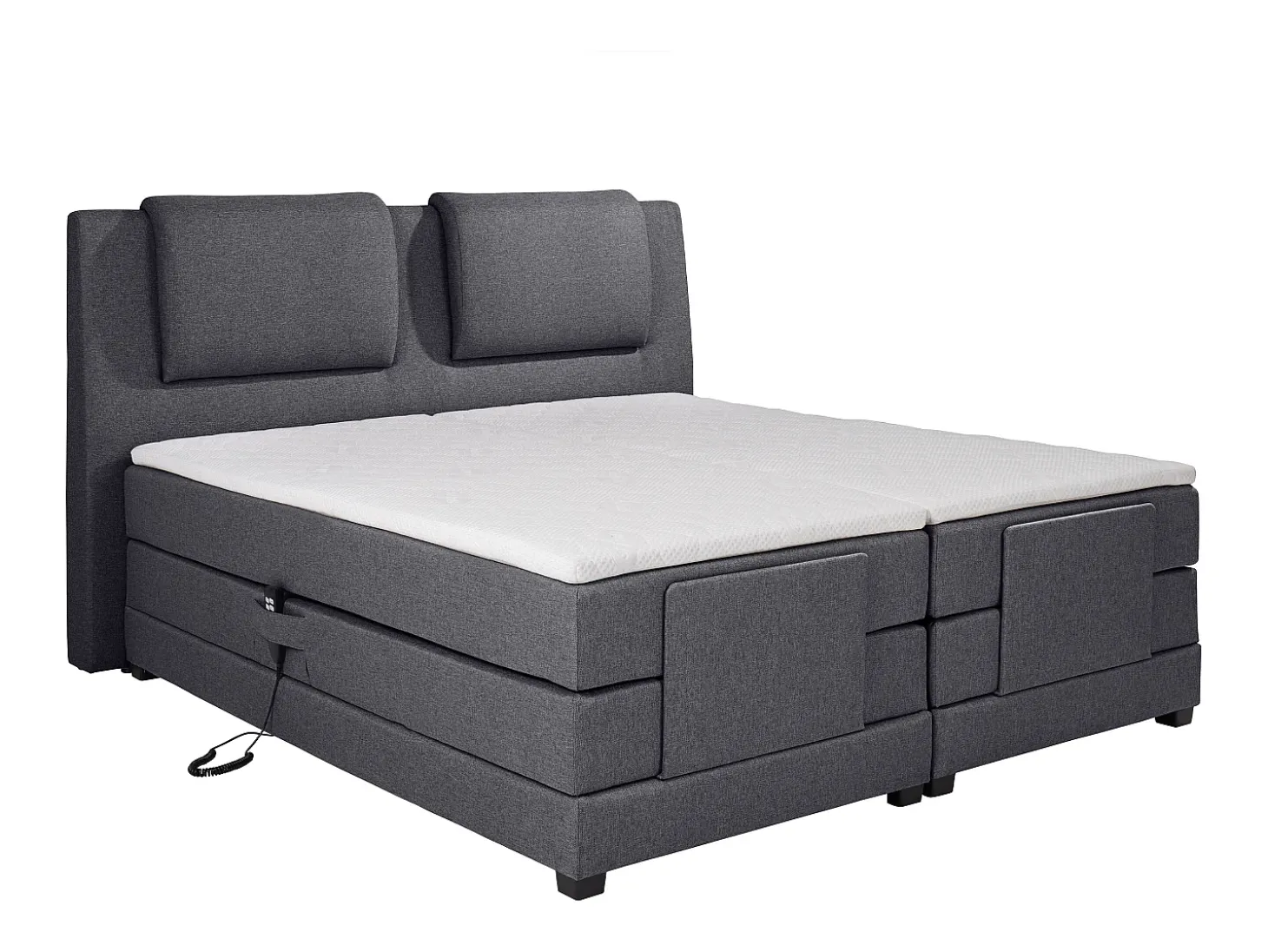 Conjunto boxspring relaxamento CASTEL de PALACIO tecido cinzento - 2x80x200 cm