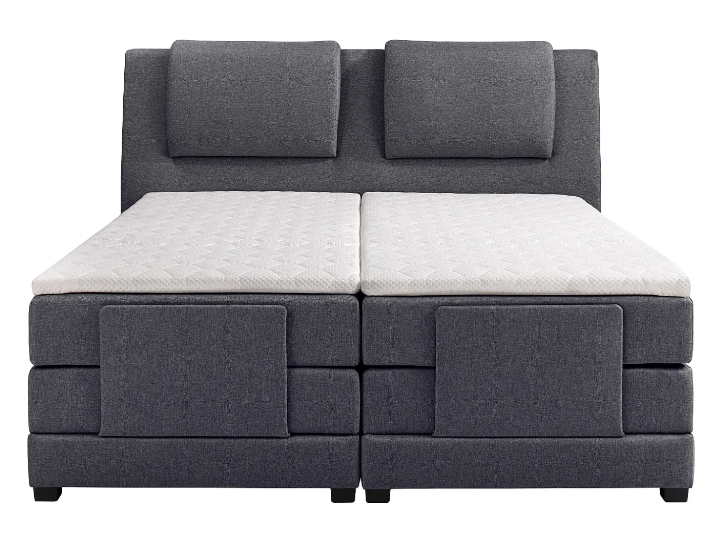 Conjunto boxspring relaxamento CASTEL de PALACIO tecido cinzento - 2x80x200 cm