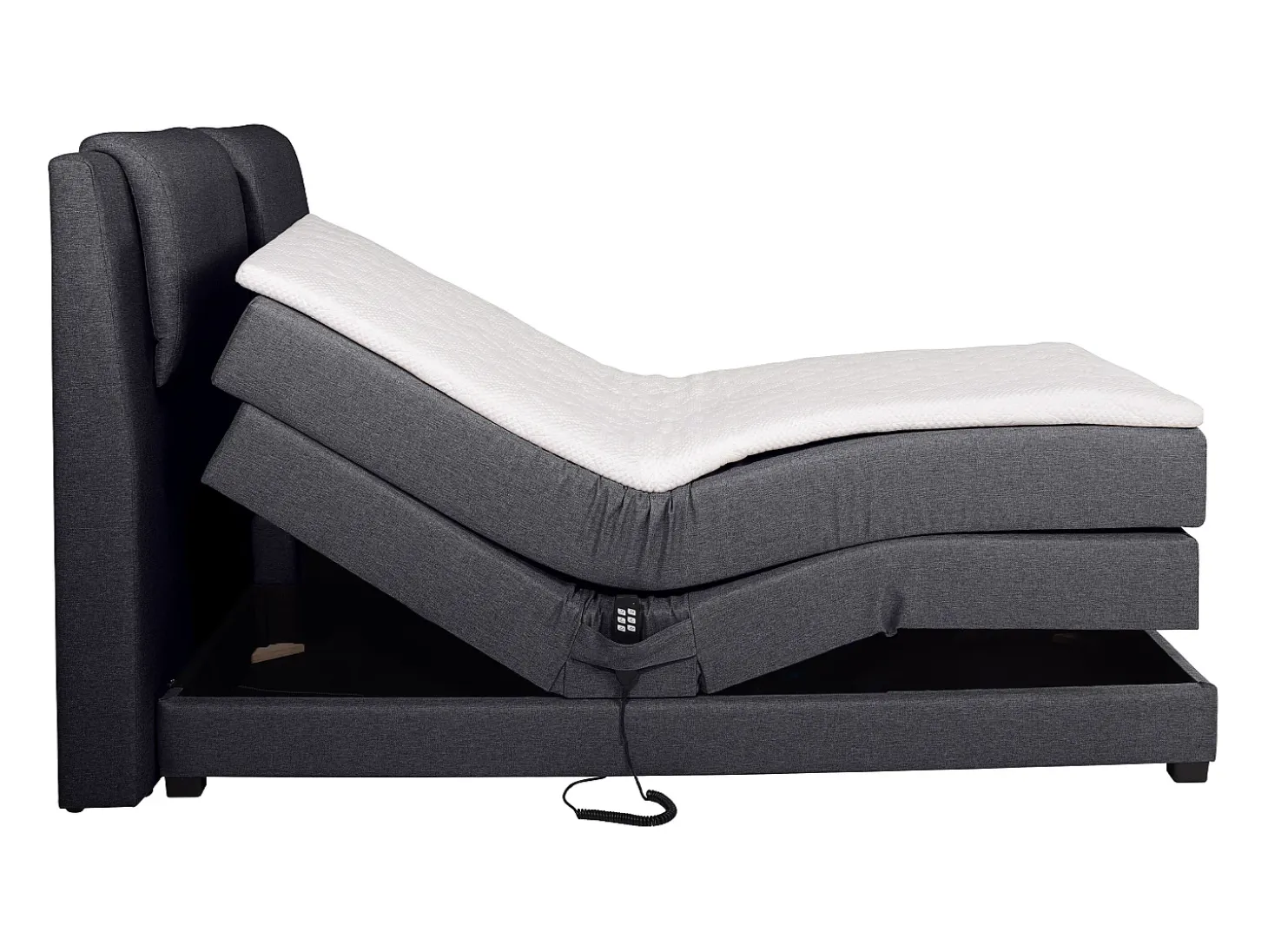 Conjunto boxspring relaxamento CASTEL de PALACIO tecido cinzento - 2x80x200 cm