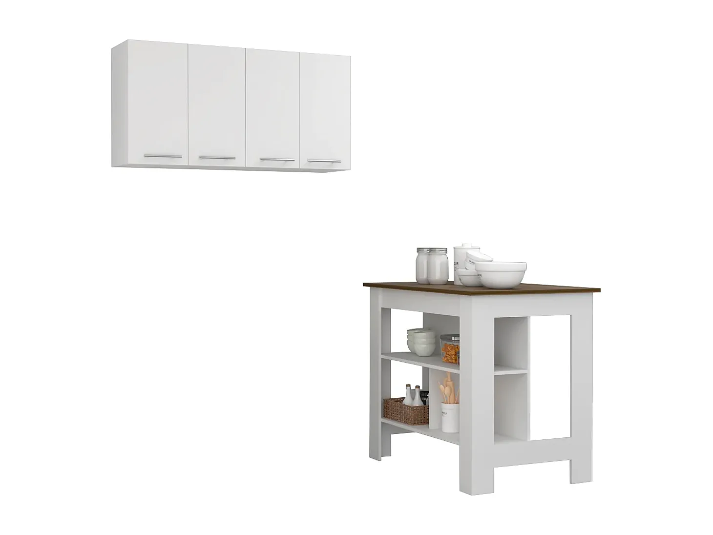 Conjunto Caledon, 35.4/60 cm Al X 103/120 An cm X 70/33.5 P cm, Branco / Caramelo