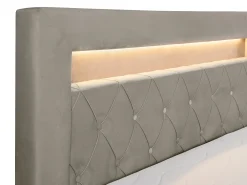 Conjunto completo artigos cama sommiers com arrumação 160x200 cm veludo taupe - ORANA