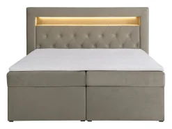 Conjunto completo artigos cama sommiers com arrumação 160x200 cm veludo taupe - ORANA