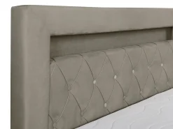 Conjunto completo artigos cama sommiers com arrumação 160x200 cm veludo taupe - ORANA