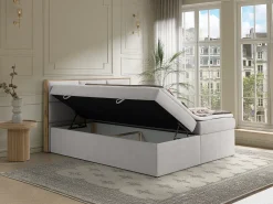 Conjunto completo artigos cama decorativos sommiers arrumação 180x200 cm cinza-claro SIAKI