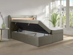 Conjunto completo artigos cama sommiers com arrumação 180x200 cm veludo taupe - ORANA