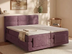 Conjunto completo Boxspring elétrico 2 x 90 x 200 cm king size Bordô Tecido - LODI da Palacio