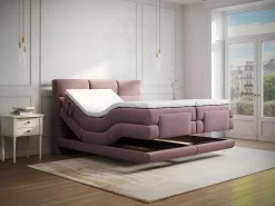 Conjunto completo Boxspring elétrico 2 x 90 x 200 cm king size Bordô Tecido - LODI da Palacio