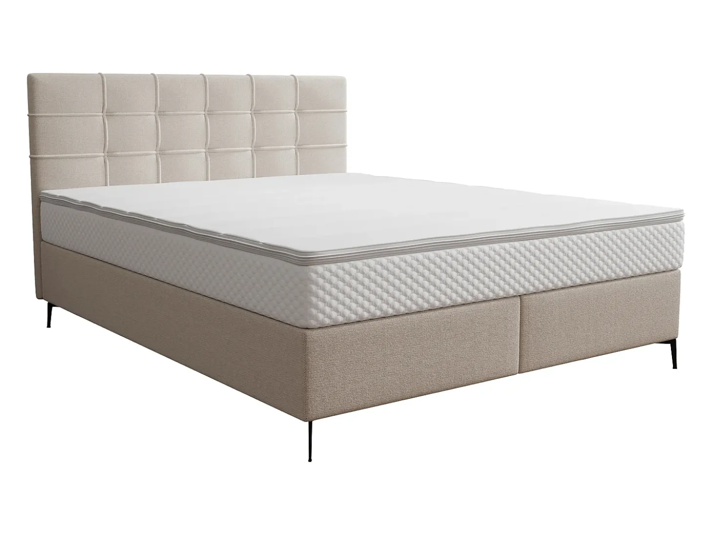 Conjunto completo boxspring 180 x 200 cm tecido bege - INAO de YSMÉE