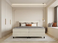 Conjunto completo boxspring 2 x 90 x 200 cm tamanho king Bege Veludo - DONISI de PALACIO