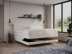 Conjunto completo boxspring 2x80x200 cm veludo bege - DONISI de PALACIO