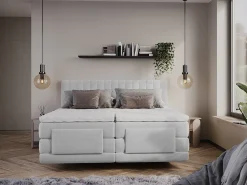Conjunto completo boxspring 2x90x200 cm veludo cinza-claro - DONISI de PALACIO