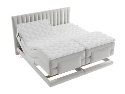 Conjunto completo boxspring 2x90x200 cm veludo cinza-claro - DONISI de PALACIO