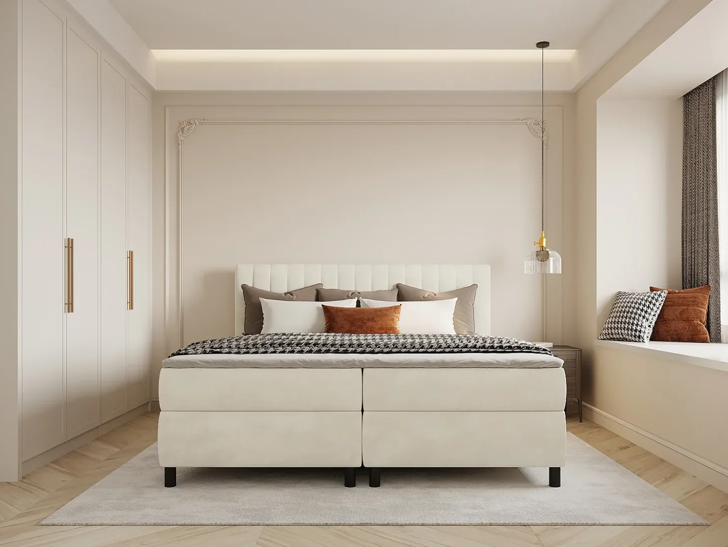 Conjunto completo boxspring 2 x 80 x 200 cm queen size Bege Veludo - DONISI de PALACIO