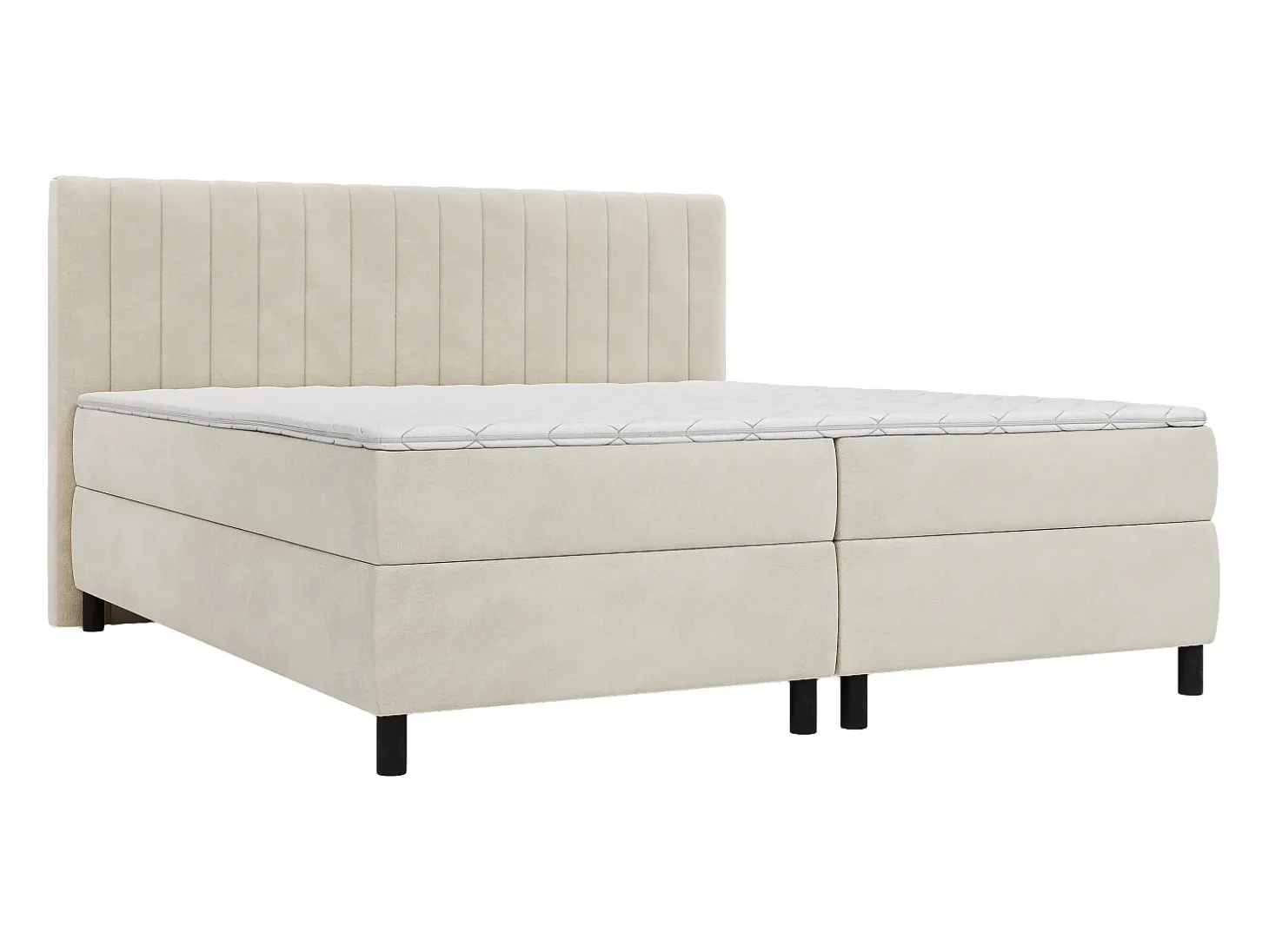 Conjunto completo boxspring 2 x 80 x 200 cm queen size Bege Veludo - DONISI de PALACIO
