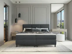 Conjunto completo boxspring 2 x 80 x 200 cm tamanho queen Antracite Tecido - LODI da PALACIO