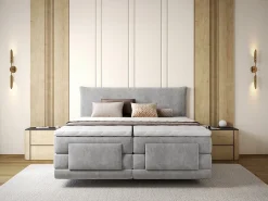 Conjunto completo Boxspring elétrico 2 x 80 x 200 cm queen size Cinzento claro Tecido - ZANORO de Palacio