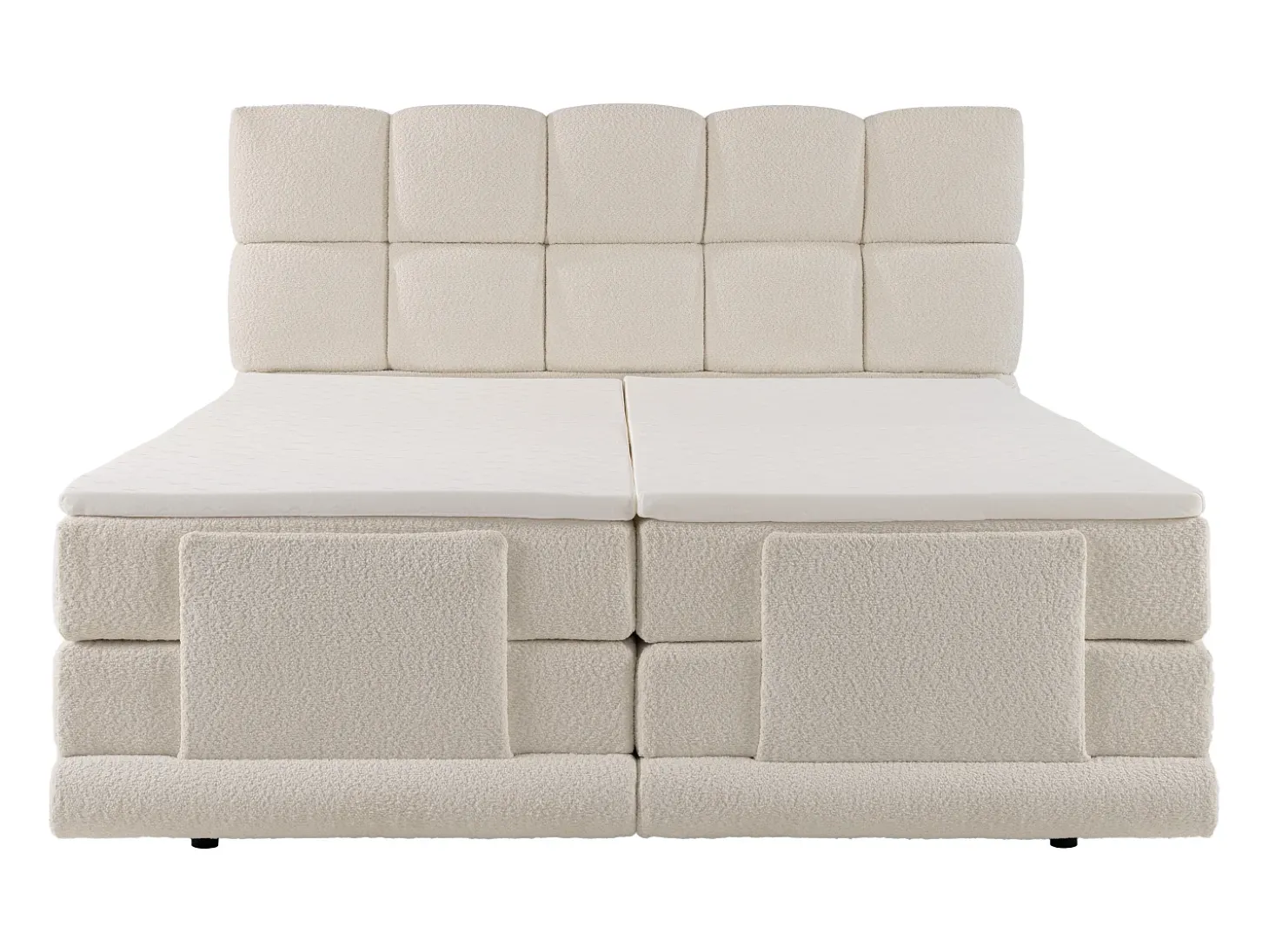 Conjunto completo boxspring elétrico 2x90x200 cm bouclé bege - OMILA de PALACIO