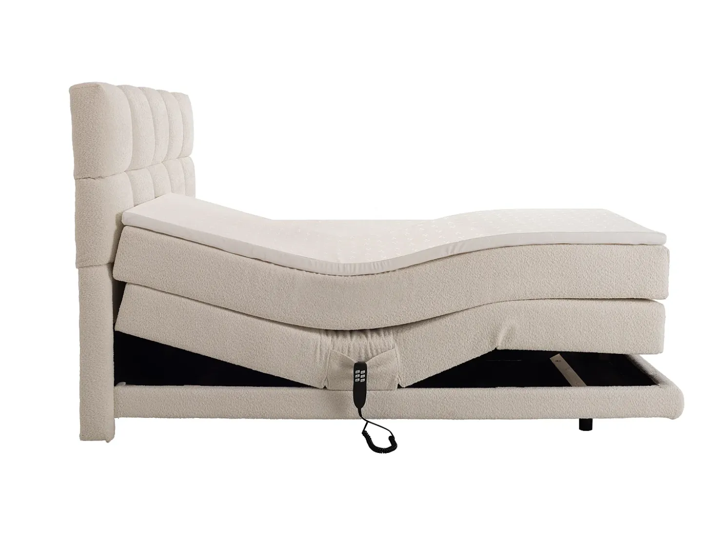 Conjunto completo boxspring elétrico 2x90x200 cm bouclé bege - OMILA de PALACIO