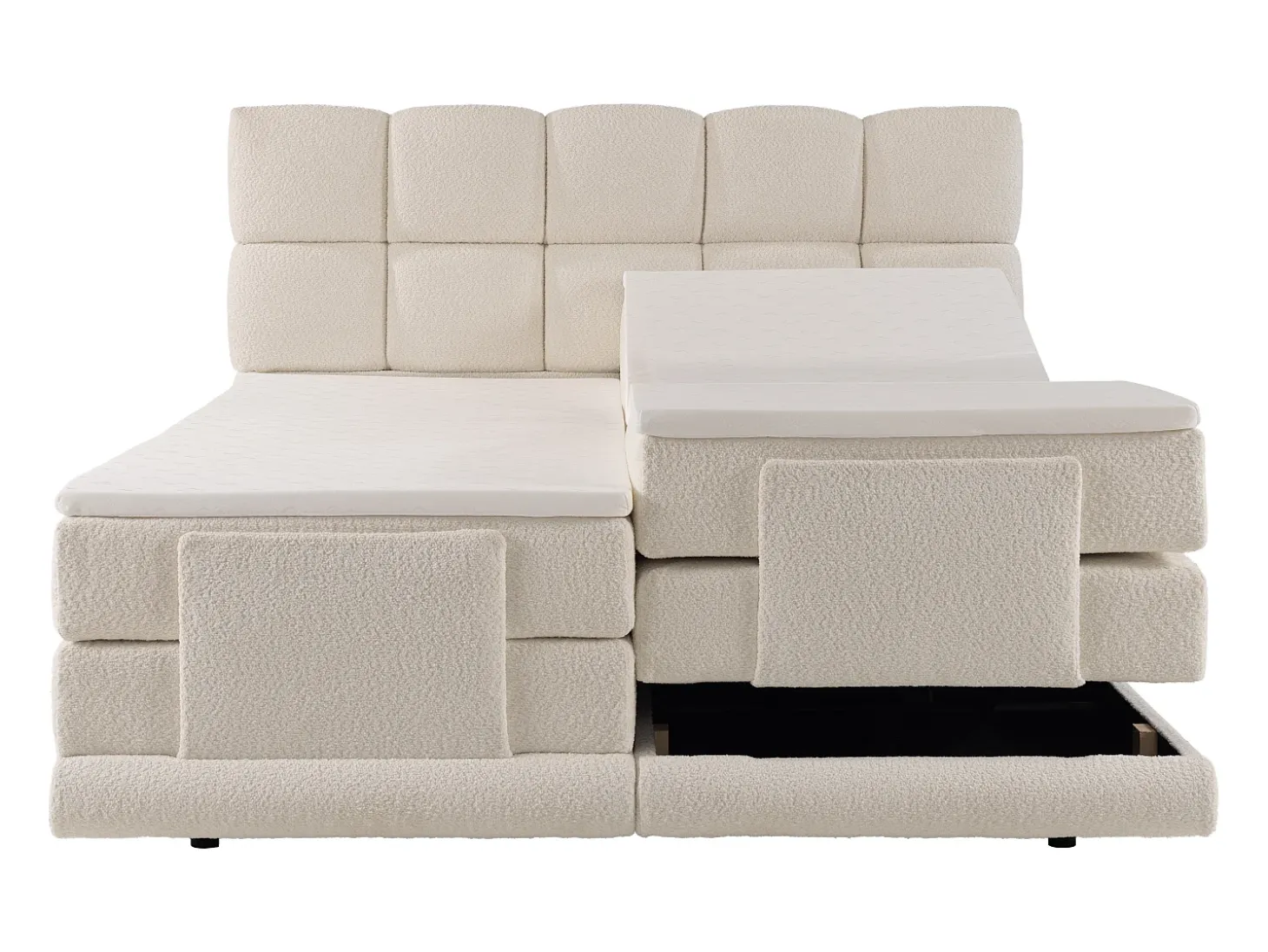 Conjunto completo boxspring elétrico 2x90x200 cm bouclé bege - OMILA de PALACIO