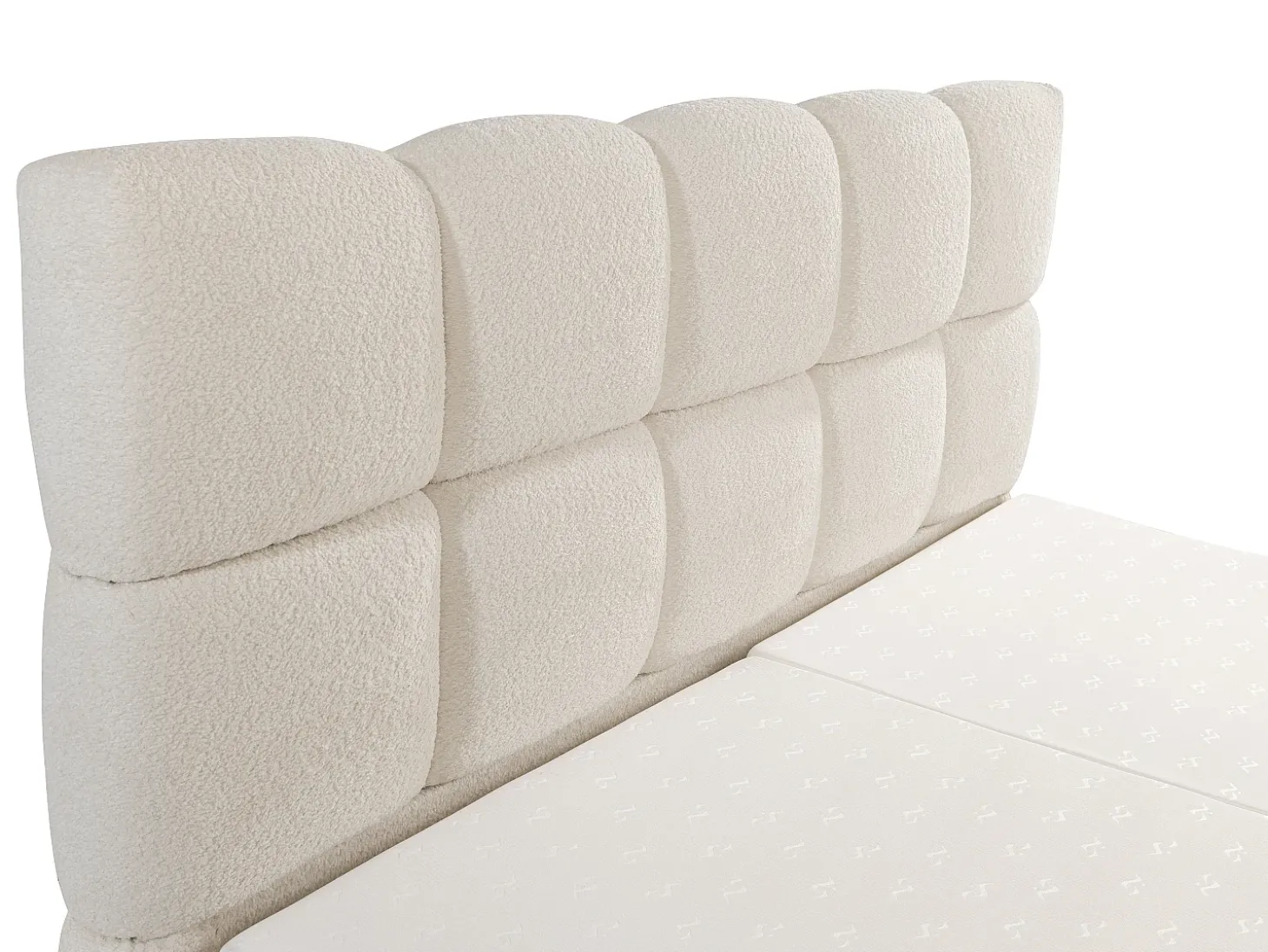 Conjunto completo boxspring elétrico 2x90x200 cm bouclé bege - OMILA de PALACIO
