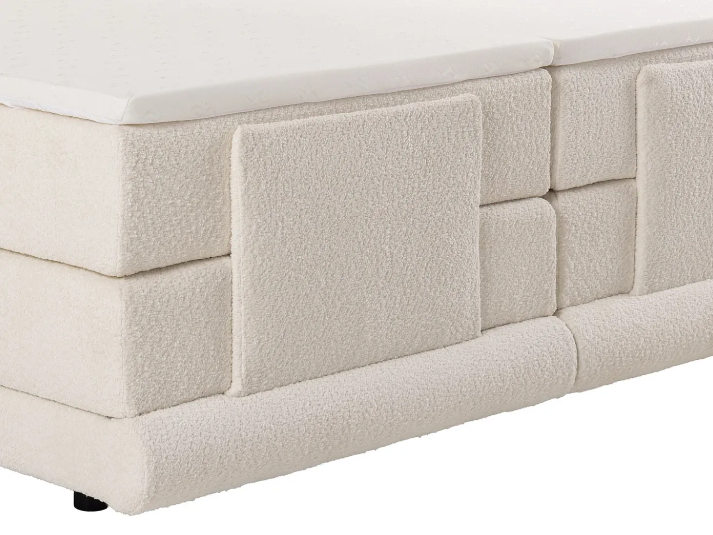 Conjunto completo boxspring elétrico 2x90x200 cm bouclé bege - OMILA de PALACIO