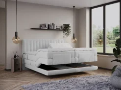 Conjunto completo boxspring 2x80x200 cm veludo cinza-claro - DONISI de PALACIO