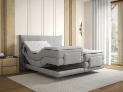 Conjunto completo Boxspring elétrico 2 x 90 x 200 cm king size Cinza claro Tecido - ZANORO de Palacio