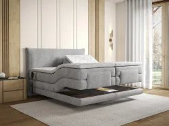 Conjunto completo Boxspring elétrico 2 x 90 x 200 cm king size Cinza claro Tecido - ZANORO de Palacio