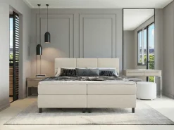 Conjunto completo boxspring 2 x 80 x 200 cm queen size Bege Tecido - LODI de PALACIO