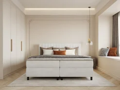 Conjunto completo boxspring 2 x 90 x 200 cm king size Cinzento claro Veludo - DONISI de PALACIO