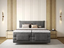 Conjunto completo Boxspring elétrico 2 x 80 x 200 cm queen size Antracite Tecido - ZANORO da Palacio
