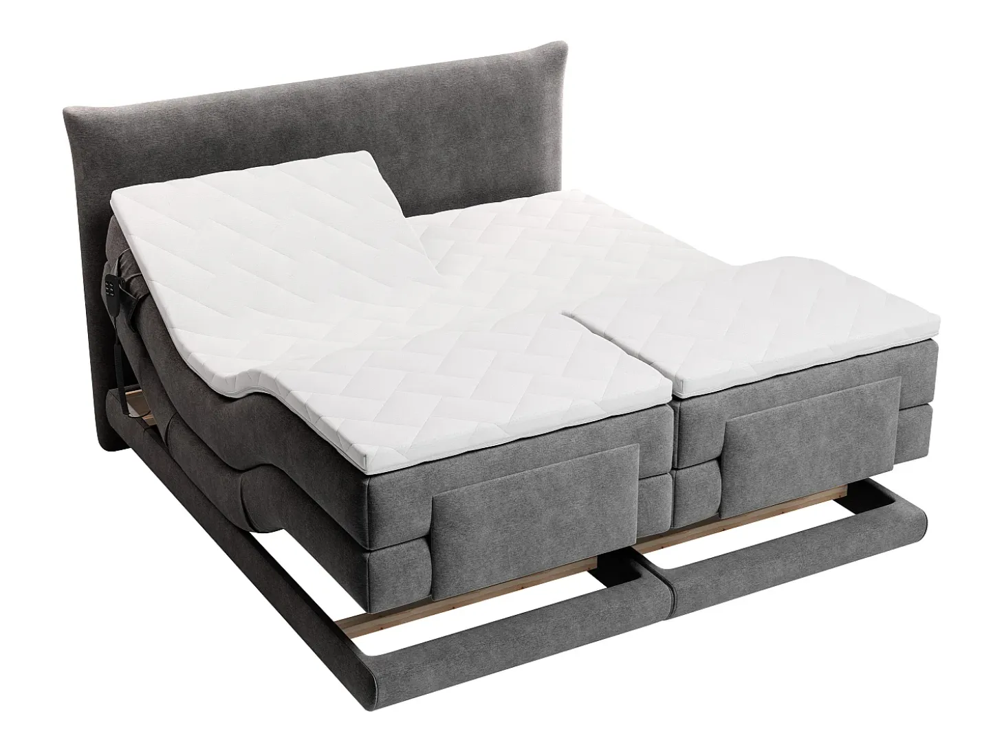 Conjunto completo Boxspring elétrico 2 x 80 x 200 cm queen size Antracite Tecido - ZANORO da Palacio