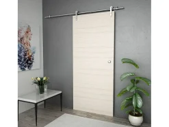 Conjunto Completo de Ferragens para Porta Deslizante de 183cm em Aço Inoxidável Prateado