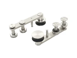 Conjunto Completo de Ferragens para Porta Deslizante de 183cm em Aço Inoxidável Prateado
