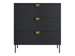 Conjunto Completo de Quarto MONDO – Preto Estruturado e Dourado – Cama Baú 180x200 com Estrado + Guarda-roupa + Cômoda + 2 Mesas de Cabeceira